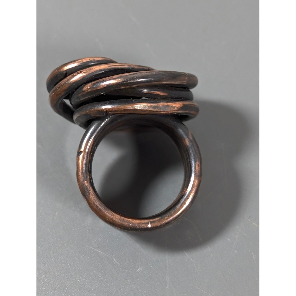 AC Jewelry Creations Copper Knot Cocktail Ring Size 7 Artisan Statement - Picture 5 of 8